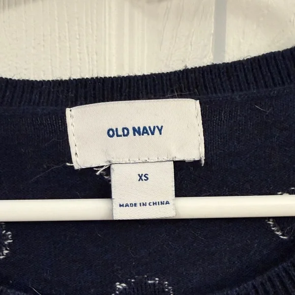 Old Navy Dark Blue Sweater with White Dots - Picture 2 of 3